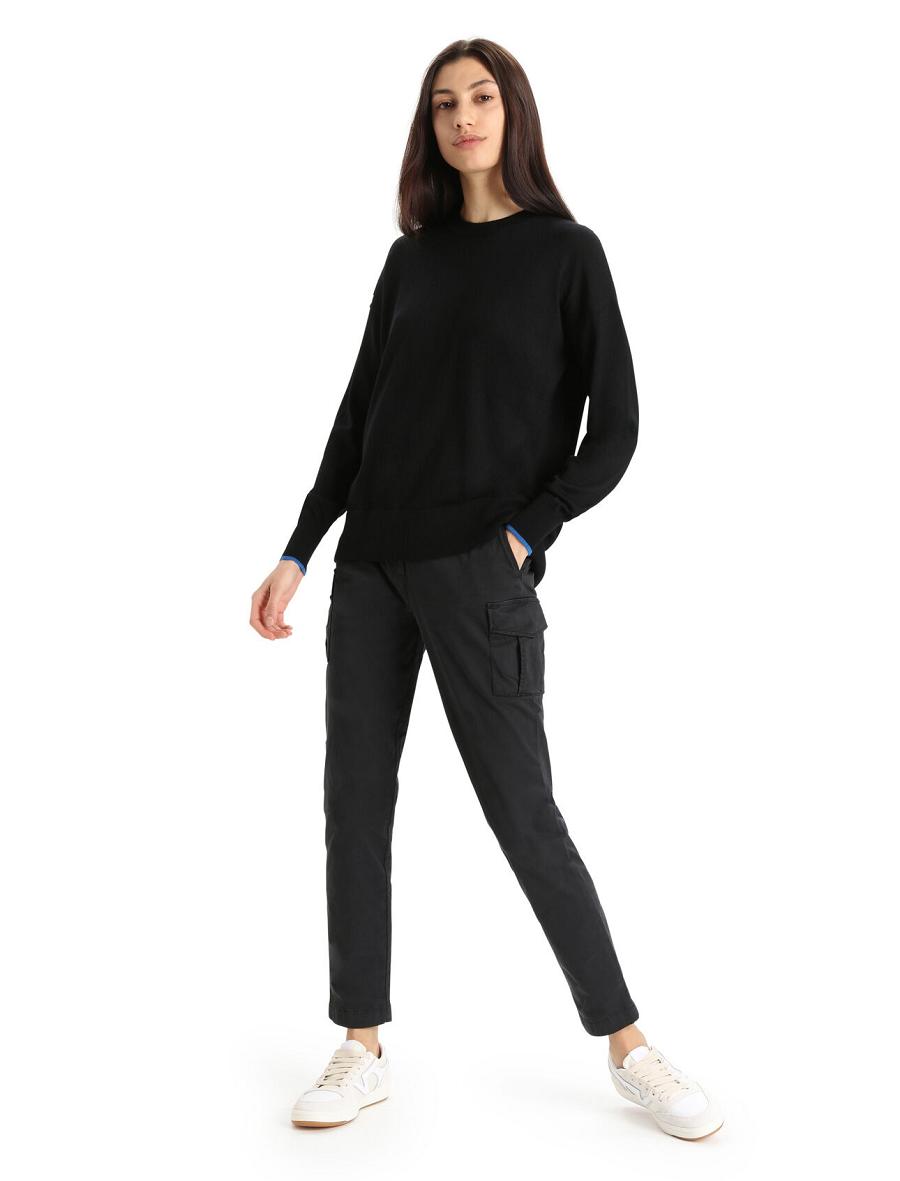 Chandails Icebreaker Merino Shearer Crewe Femme Noir | FR 1632CTVE